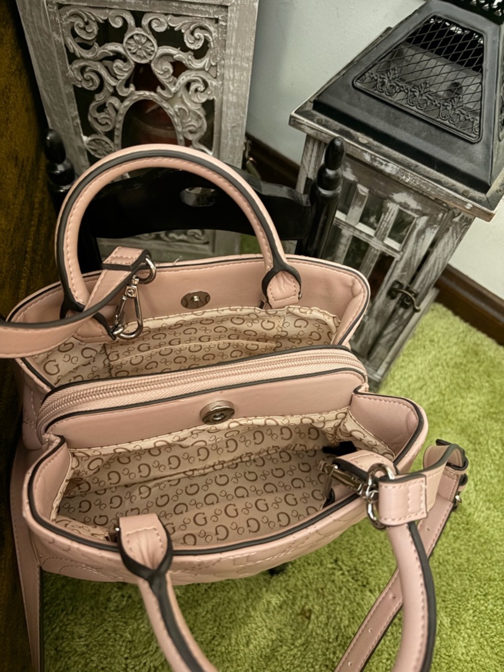 Guess Pink Top-Handle Satchel with Removable Strap